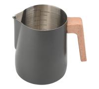 Bvdfgk Pichet à Lait Pichet Moussant Latte Bec Verseur Marquages Précis Inox Poignée Bois Accessoire Café Adapté à Maison Restauration, Noir