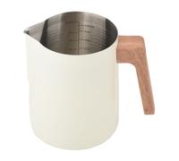 Bvdfgk Pichet à Lait Pichet Moussant Latte Bec Verseur Marquages Précis Inox Poignée Bois Accessoire Café Adapté à Maison Restauration, Blanc