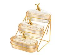 Bvdfgk Plateaux à Fruits Secs, Plats à Apéritifs avec Couvercle, Rangements Multifonctionnels, Anti-gaspillage Alimentaire, Plateaux à Hors-d'œuvre pour, Amber 3 Niveaux
