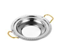 Bvdfgk Wok en Acier Inoxydable à Double Poignée, Robuste et Facile à Utiliser pour La Cuisson, Le Mijotage et La Préparation de Légumes, de et Autres, 34 Cm Argent