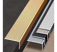 BVDHASDBT Bande de seuil en métal avec rainure, s'adapte à la plupart des décorations de sol et de maison, bande de ransition en L pour sol moulé en aluminium, sans danger pour la famille (gris, 90 cm
