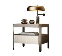 BVDHASDBT Petite table d'appoint moderne pour chambre à coucher, avec plateau en verre, pour chambre à coucher, salon, bureau, table d'appoint moderne (abricot, 45 x 40 x 48 cm)