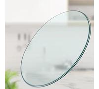 BVDHASDBT Plateau de Table Rond en Verre Trempé Transparent (48 cm) - Avec Coussinets Antidérapants, 1,27 cm d'Épaisseur, Qualité Supérieure