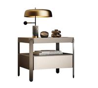 BVDHASDBT Simply Modern Table de chevet avec plateau en verre profil incurvé pour chambre à coucher, chambre d'enfant, placard, salon (abricot, 45 x 40 x 48 cm)