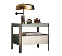 BVDHASDBT Simply Table de chevet moderne avec plateau en verre profil incurvé pour chambre à coucher, chambre d'enfant, placard, salon (vert, 50 x 40 x 48 cm)