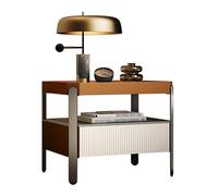 BVDHASDBT Simply Table de chevet moderne avec plateau en verre profil incurvé pour chambre à coucher, chambre d'enfant, placard, salon (orange, 45 x 40 x 48 cm)