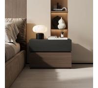 BVDHASDBT Table de chevet moderne en bois massif, grand comptoir avec rangement zoné, brillant, pour chambre à coucher, salon, placard (noir + grain de noyer, 45 x 40 x 45 cm)