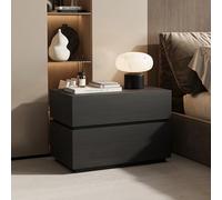 BVDHASDBT Table De Chevet Moderne en Bois Massif, Large Plan De Travail avec Rangement Zoné Et Finition Brillante, for Chambre, Salon Ou Placard(Black Wood Grain,60x40x45cm)