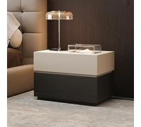BVDHASDBT Table De Chevet Moderne en Bois Massif, Large Plan De Travail avec Rangement Zoné Et Finition Brillante, for Chambre, Salon Ou Placard(Khaki+Black,60x40x45cm)