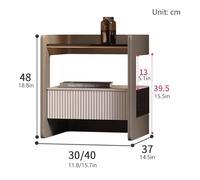 BVDHASDBT Table de chevet pour chambre à coucher, étagère de chevet, ouverture de rangement, avec plateau en verre, profil incurvé, dortoir et salon (marron, 40 x 37 x 48 cm)