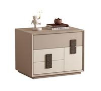 BVDHASDBT Table de nuit avec bacs en tissu, table d'appoint moderne en bois, design incurvé, pour chambre à coucher, salon, design incurvé (kaki, 50 x 40 x 50 cm)