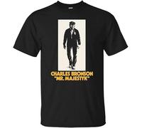 BVEW76XVGF Mr. MajestykCharles BronsonRetro1970'sMovieVigilanteT-Shirt Black Manches Courtes(Medium)