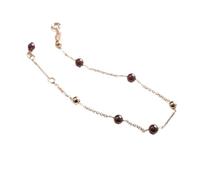 BVFRA Bracelet Ado Fille,Bracelet Ajustable en Argent Sterling avec Perles De Grenat Naturel Bracelets D'Amitié Dorés Cadeau S925 Bijoux en Argent pour Femme Petite Amie Femme