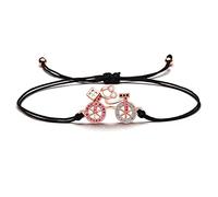 BVFRA Bracelet d'amitié, corde noire avec pierre de zircone cubique tissage de vélo Bracelet d'amitié breloque réglable cadeau de bijoux de sport pour fille femmes hommes couples
