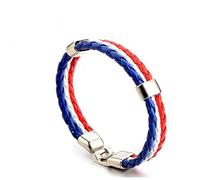 BVFRA Bracelet en Cuir pour Femme,Vintage Boho Tressé Réglable Punk en Cuir Véritable Charme Multicouche Blanc Bleu Rouge Bracelets en Cuir Cadeau De Noël pour Hommes Femmes Garçons