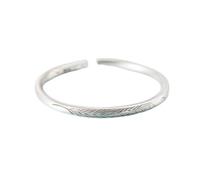 BVFRA Bracelet Jonc Argent Femme,Bracelet en 999 pour Femme Sculpter des Plumes Givrées Laisse Ouverte Manchette Amitié Dames Bijoux Cadeaux d'anniversaire Sœurs