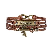 BVFRA Bracelet Tissé Mince Cordes,Rétro Rêve Avion Multicouche Réglable Tricoté À La Main Bracelets en Cuir Marron Bijoux Légers Cadeau De Noël Couple Amis Meilleur Cadeau Hommes Femmes Enfants