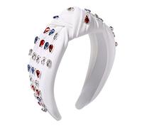 BVGA Bandeaux noués en cristal pour femme, jour de l'indépendance en strass, 4 juillet, drapeau américain en cristal, tendance, style vacances, rouge, blanc, bleu, bandeau à nœud sur le dessus