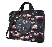bvgweet Sac à bandoulière pour ordinateur portable avec inscription « I Love You Words With Hearts » pour ordinateur portable 13/14/15,6 pouces, Noir , 14 inch