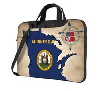 bvgweet Sac à bandoulière pour ordinateur portable imprimé drapeau du Minnesota Map03 pour ordinateur portable 13/14/15,6 pouces, Noir , 15.6 inch