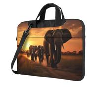 bvgweet Sac à bandoulière pour ordinateur portable imprimé éléphants nature pour ordinateur portable 13/14/15,6 pouces, Noir , 15.6 inch