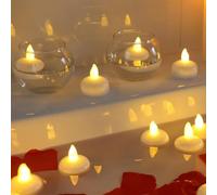 Bvizyelck Bougies Flottantes LED, 12 Pièces, Imperméables, Sans Flamme, Étanches, Vacillantes, Pour Mariage, Piscine, Spa