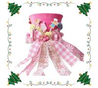 Bvizyelck Décoration Cime d'arbre de Noël - Chapeau Pliable De Noël avec Ruban Décoration Cime Arbre | Festive pour Événements Extérieurs/Salon/Boutique,Accessoires de Fête Cadeaux pour