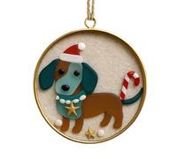 Bvizyelck Décorations De Noël Chien Arbre en Acrylique 2D | Ornements de Sapin Teckel et Bouledogue Français - Pendentif Animal pour Mur Porte Miroir Rétroviseur Voiture Fête Rassemblement Décoration