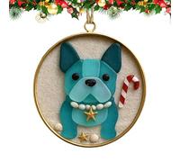 Bvizyelck Décorations de Noël Chien en Acrylique 2D | Ornements de Sapin Teckel et Bouledogue Français,Pendentif Animal pour Mur Porte Miroir Rétroviseur Voiture Fête Rassemblement Décoration Fenêtre