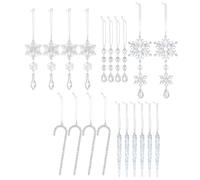 Bvizyelck Ornements De Glaçon Flocon De Neige Pour Noël - Pendentif Flocon De Neige Acrylique Transparent 20 Pièces | Ornements De Glaçon Tombants De Noël - Pour Nouvel An Mariage Anniversaire Fenêtre