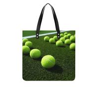 BVKWNTSA Balles de tennis tendance de grande capacité sur le terrain de tennis, sac à main en cuir imprimé, un choix polyvalent pour les déplacements, les voyages et un usage quotidien