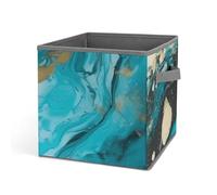BVKWNTSA Boîte de rangement cube pliable bleu turquoise doré marbré organisez grande taille vêtements jouets armoire boîte de rangement