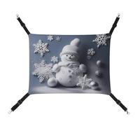 BVKWNTSA Convient pour toutes les saisons ! Hamac en toile imprimé bonhomme de neige, étoiles et flocons de neige, lit suspendu pour chat et chien, respirant et confortable
