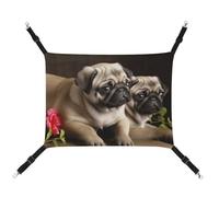 BVKWNTSA Convient pour toutes les saisons ! Hamac en toile imprimé carlin pour animal domestique, lit suspendu pour chat et chien, respirant et confortable, essentiel