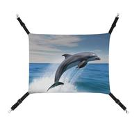 BVKWNTSA Convient pour toutes les saisons ! Hamac en toile imprimé dauphins sautants, lit suspendu pour chat et chien, respirant et confortable, essentiel
