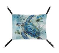 BVKWNTSA Convient pour toutes les saisons ! Hamac en toile imprimé tortue de mer bleu pour animal domestique, lit suspendu pour chat et chien, respirant et confortable, essentiel