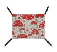 BVKWNTSA Convient pour toutes les saisons ! Hamac en toile rouge et blanc imprimé champignon pour animal domestique, lit suspendu pour chat et chien, respirant et confortable essentiel