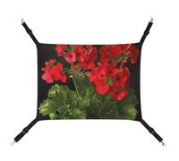 BVKWNTSA Convient pour toutes les saisons ! Hamac imprimé en toile géraniums rouges 1 pour animal domestique, lit suspendu pour chat et chien, respirant et confortable, essentiel