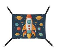 BVKWNTSA Convient pour toutes les saisons ! Hamac imprimé fusée en toile motif vaisseau spatial, lit suspendu pour chat et chien, respirant et confortable