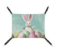 BVKWNTSA Convient pour toutes les saisons ! Hamac imprimé Happy Easter Eggs Bunny Tail 1 pour animal domestique, lit suspendu pour chat et chien, respirant et confortable essentiel