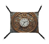 BVKWNTSA Convient pour toutes les saisons ! Hamac imprimé horloge steampunk en toile rouillée pour animal domestique, lit suspendu pour chat et chien, respirant et confortable essentiel