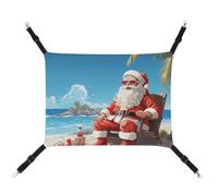 BVKWNTSA Convient pour toutes les saisons ! Hamac imprimé Père Noël à la plage pour animal domestique, lit suspendu pour chat et chien, respirant et confortable