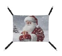 BVKWNTSA Convient pour toutes les saisons ! Hamac imprimé Père Noël en toile pour animal domestique, lit suspendu pour chat et chien, respirant et confortable