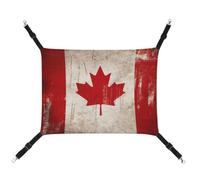 BVKWNTSA Convient pour toutes les saisons ! Hamac rétro en toile imprimé drapeau du Canada pour animal domestique, lit suspendu pour chat et chien, respirant et confortable, essentiel