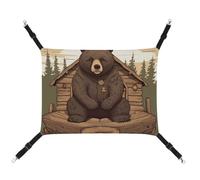 BVKWNTSA Convient pour toutes les saisons ! Hamac rustique en toile imprimé ours pour animal domestique, lit suspendu pour chat et chien, respirant et confortable essentiel