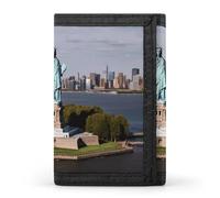 BVKWNTSA Élégant et durable Statue de la Liberté dans un portefeuille à trois volets imprimé à New York, emplacements pour cartes, grande capacité et portable, Statue de la Liberté à Nyc, Taille