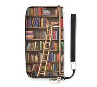 BVKWNTSA Étagère à livres tendance de grande capacité et portefeuille en cuir imprimé échelle verticale, design interne multi-compartiments - Répond à vos différents besoins de voyage