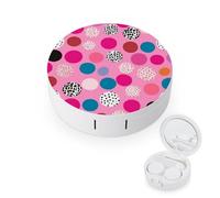 BVKWNTSA Étui pour lentilles de contact rond et portable avec imprimé à pois rose élégant et compact, facile à transporter et protège les lentilles.