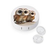 BVKWNTSA Étui pour lentilles de contact rond et portable imprimé hibou amusant est élégant et compact, facile à transporter et protège les lentilles.