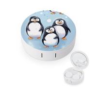 BVKWNTSA Étui pour lentilles de contact rond et portable imprimé pingouins mignons est élégant et compact, facile à transporter et protège les lentilles.